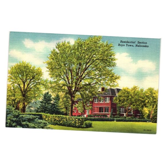 Vintage Postcard Featuring Residential Section Boys Town Nebraska Art Linen Card - Picture 1 of 2